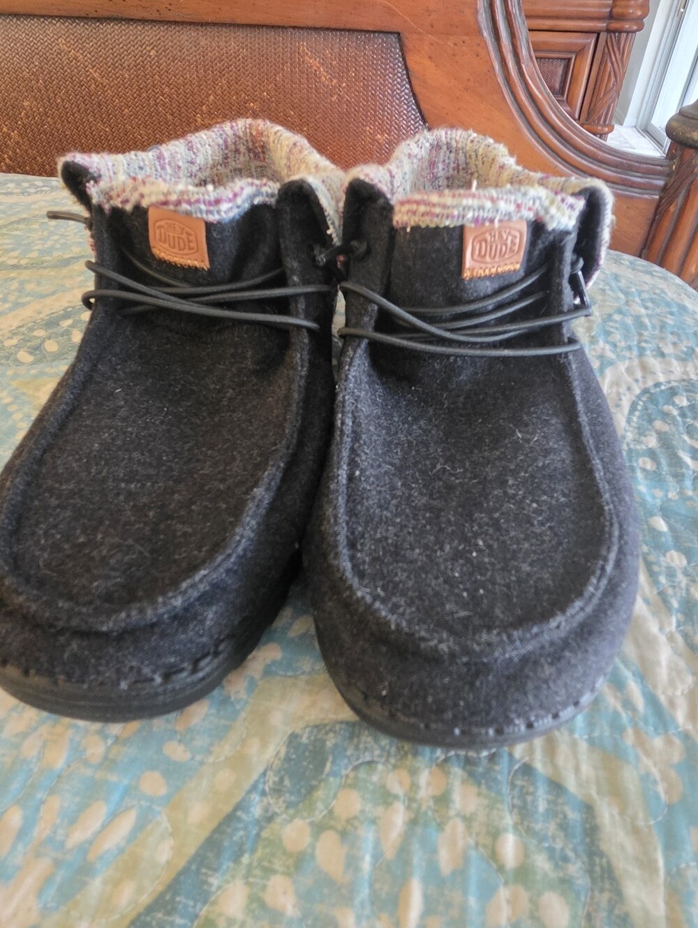 Hey Dude Wendy Fold Baja Womens 9 Black Multi Color Knit-Cuff - Picture 9 of 11